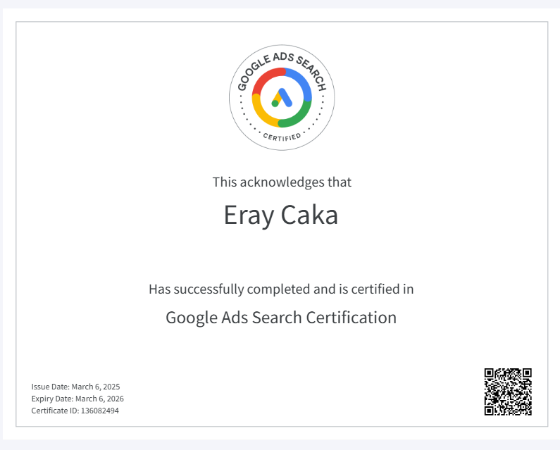 Google ads arama ağı uzmanlığı sertifikası