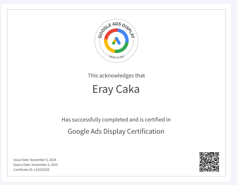 google ads uzmanlığı görüntülü reklamlar sertifikası